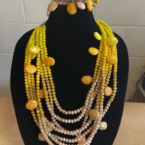 Sassy Jones Vibrant Yellow and Orange Statement Necklace Set